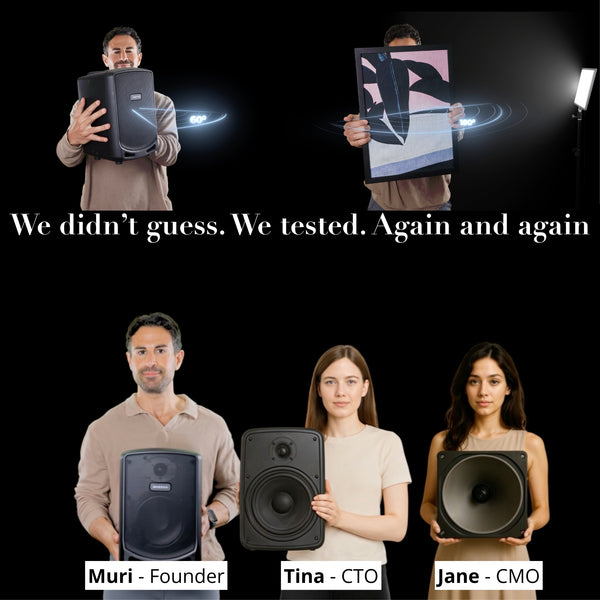 <strong>Built on real testing, not assumptions.</strong> We tested over 40 speakers. Muri, Tina, Jane — the entire Openhagen team ran R&D hands-on.